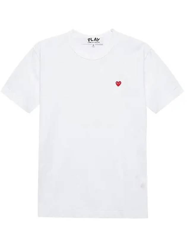 Play Men's Mini Red Heart Short Sleeve T-Shirt P1 T304 2 White - COMME DES GARCONS - BALAAN 3