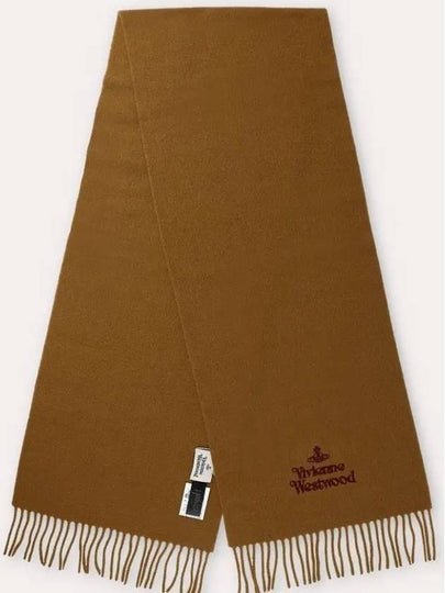 Logo Wool Fringe Muffler Camel - VIVIENNE WESTWOOD - BALAAN 2