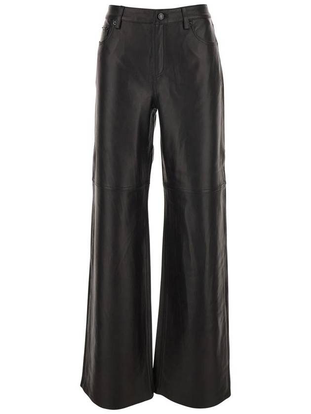 Black Pants With Belt Loops In Leather Woman - MICHAEL KORS - BALAAN 1