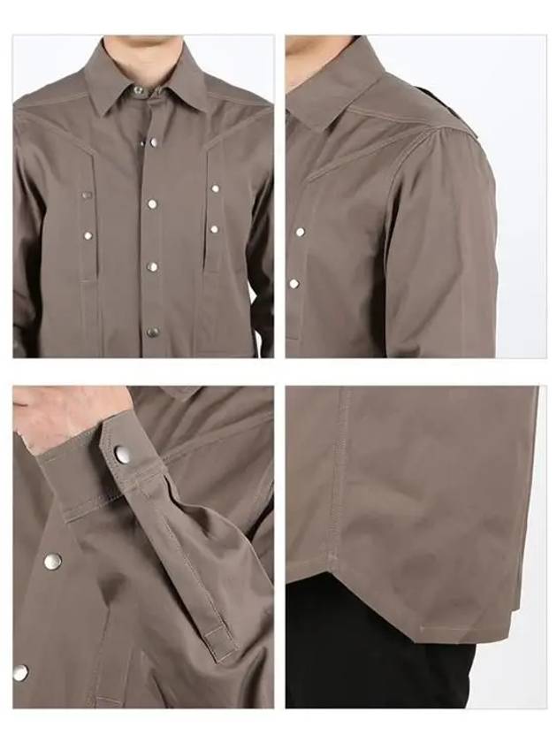 Button Cotton Shirt Jacket Dust - RICK OWENS - BALAAN 4