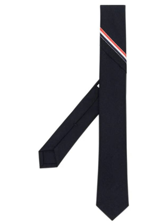 Three Stripes Classic RWB Selvedge Super 120 Count Wool Tie Navy - THOM BROWNE - BALAAN 2