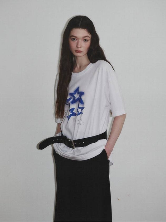 Star Shine Embo Print T Shirt_White_W - KINETO - BALAAN 1