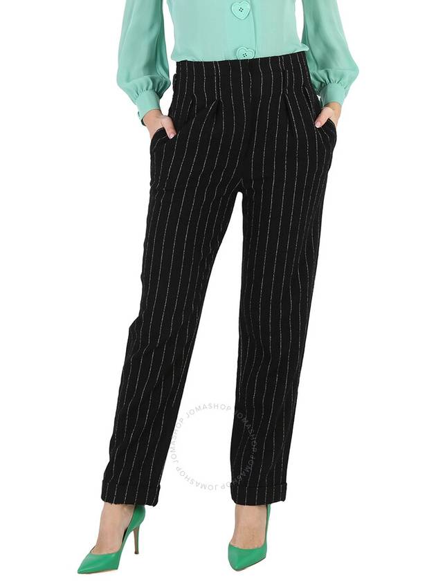 Moschino Black Pinstripe Wool-Blend Tailored Trousers, Brand Size 40 (US Size 6) - MOSCHINO - BALAAN 1