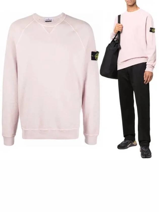 Garment Dyed Malfile Fleece Crewneck Sweatshirt Rose Pink - STONE ISLAND - BALAAN 2