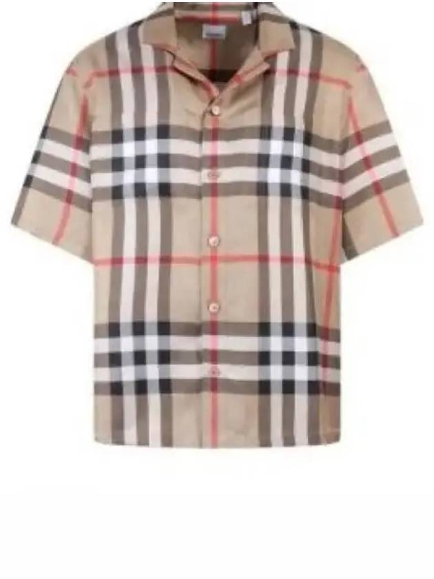 Vintage Check Silk Short Sleeve Shirt Archive Beige - BURBERRY - BALAAN 2