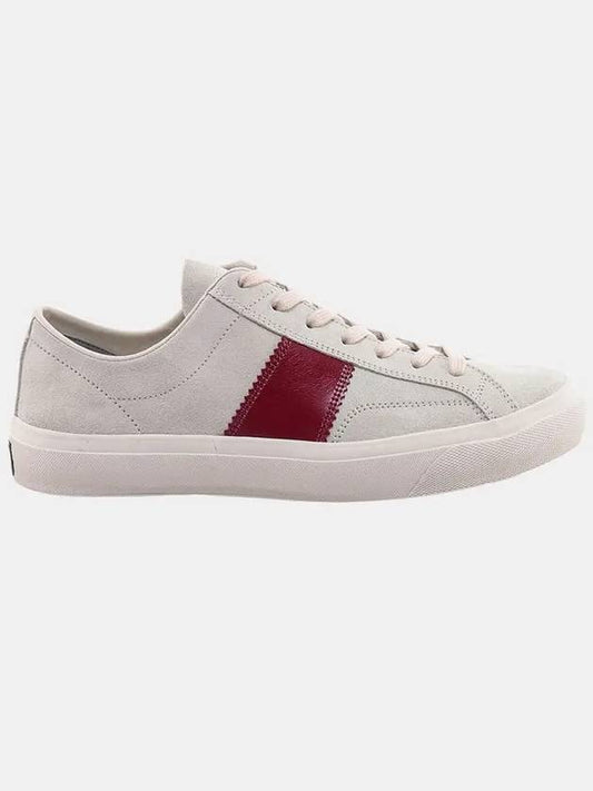 Logo Detail Suede Low Top Sneakers Ivory Red - TOM FORD - BALAAN 2