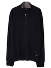 Zip Neck Merino Wool Knit Top Navy - PAUL SMITH - BALAAN 2