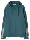 Tape For Print Brushed Cotton Fleece Hoodie Petrol Green - STONE ISLAND - BALAAN 2