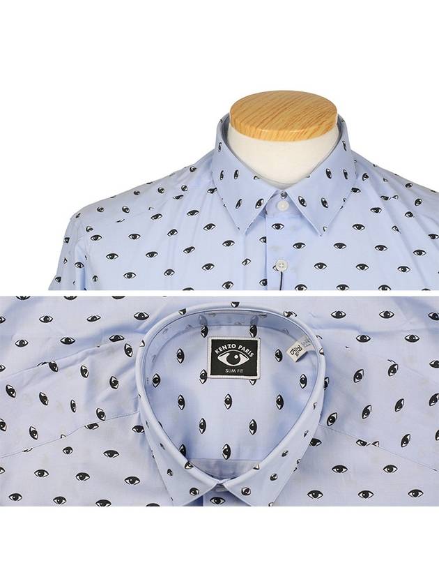 5CH100 1FM T41 Men s Small Eyes Dot Blue Shirt - KENZO - BALAAN 4