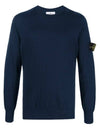 Men's Wappen Patch Crew Neck Knit Top Navy - STONE ISLAND - BALAAN 2