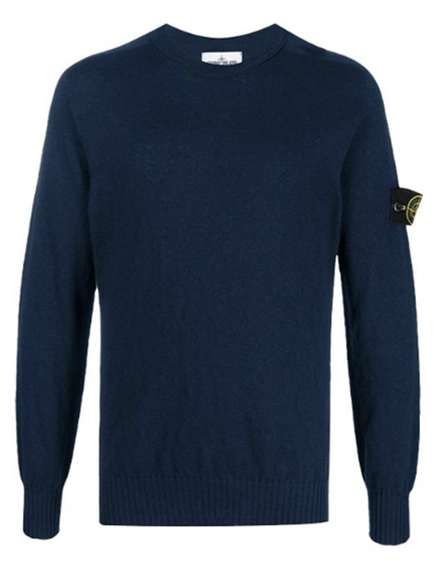 Men's Wappen Patch Crew Neck Knit Top Navy - STONE ISLAND - BALAAN 2