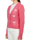 Embroidered Butterfly Pointel Alpaca Cardigan Pink - ALESSANDRA RICH - BALAAN 3