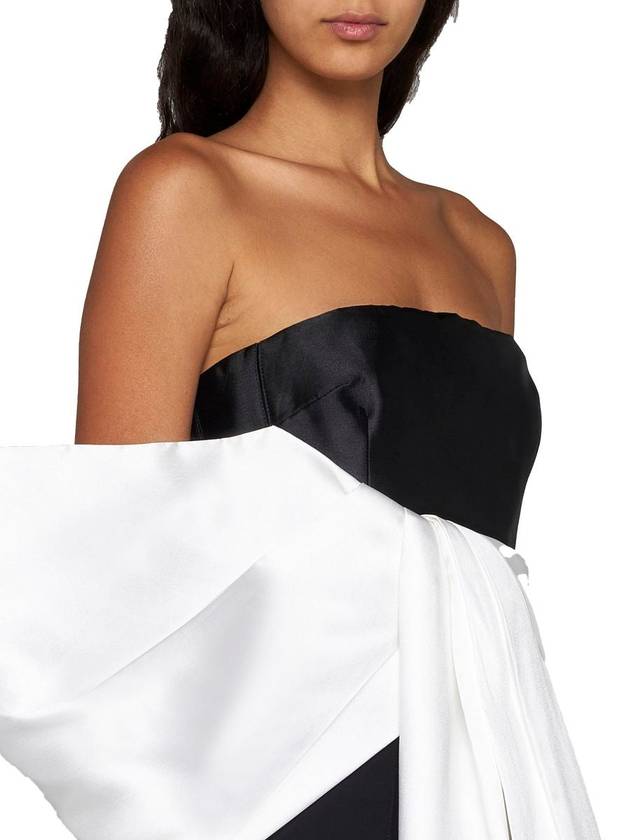 'Nadina' Black And White Top With Bow Detail In Silk Woman - SOLACE LONDON - BALAAN 6