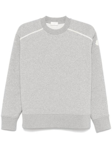 Embroidered Cotton Blend Sweatshirt Grey - MONCLER - BALAAN 1