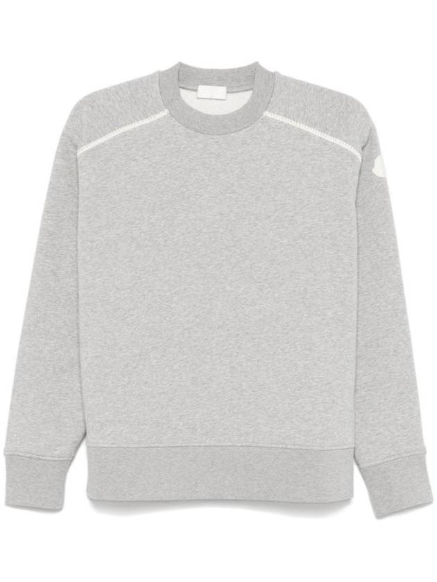 Embroidered Cotton Blend Sweatshirt Grey - MONCLER - BALAAN 1