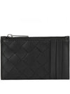 Intrecciato Zipper Leather Card Wallet Black - BOTTEGA VENETA - BALAAN 2