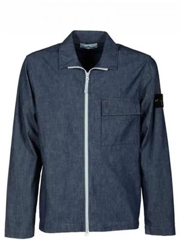 741511207 WASH Waffen Patch Chambray Overshirt Jacket Denim Blue Men s TJ 271240 - STONE ISLAND - BALAAN 1