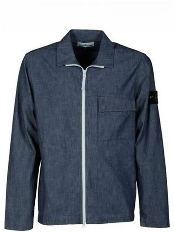 741511207 WASH Waffen Patch Chambray Overshirt Jacket Denim Blue Men s TJ 271240 - STONE ISLAND - BALAAN 1