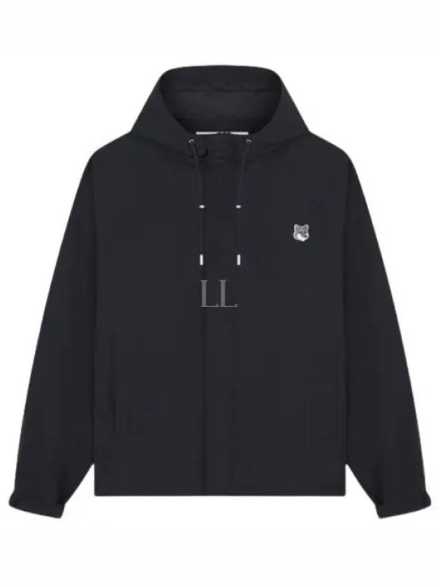 Hoodie Windbreaker in Nylon with Grey Fox Head Patch Black - MAISON KITSUNE - BALAAN 2