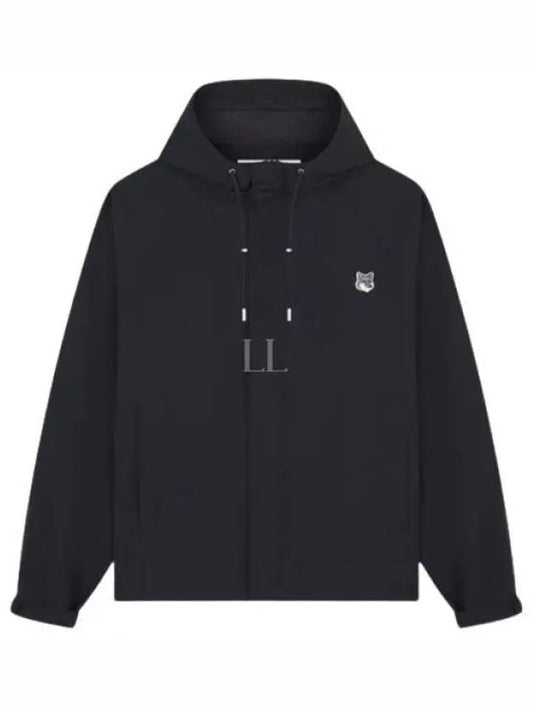 Hoodie Windbreaker in Nylon with Grey Fox Head Patch Black - MAISON KITSUNE - BALAAN 2