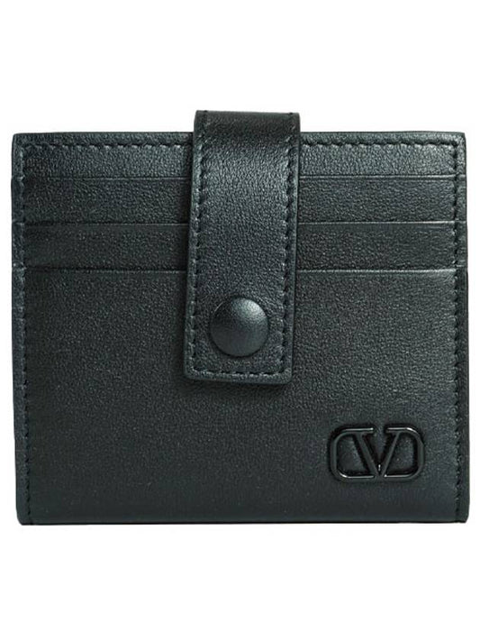 V Logo Signature Card Wallet Black - VALENTINO - BALAAN 2