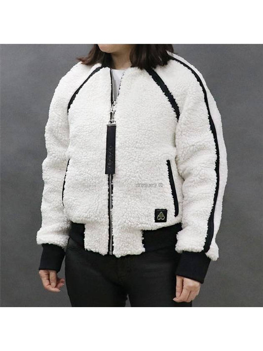 Women's Urcissee Fleece Bomber Jacket White - MOOSE KNUCKLES - BALAAN 2