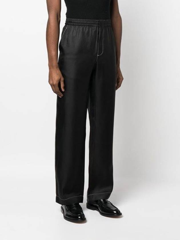 Stitched Silk Straight Pants Black - PRADA - BALAAN 4