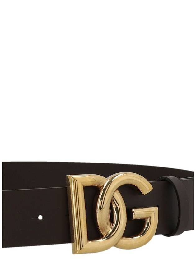 Men's DG Logo Leather Belt Brown - DOLCE&GABBANA - BALAAN 5