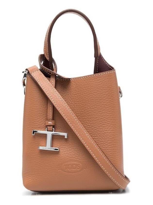 Micro Leather Mini Tote Bag Brown - TOD'S - BALAAN 2