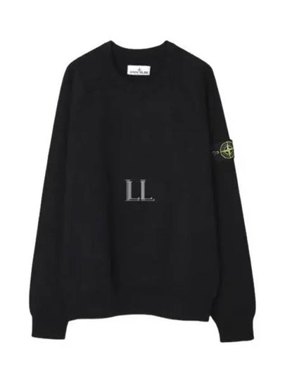 Men's Wappen Patch Crew Neck Knit Top Black - STONE ISLAND - BALAAN 2