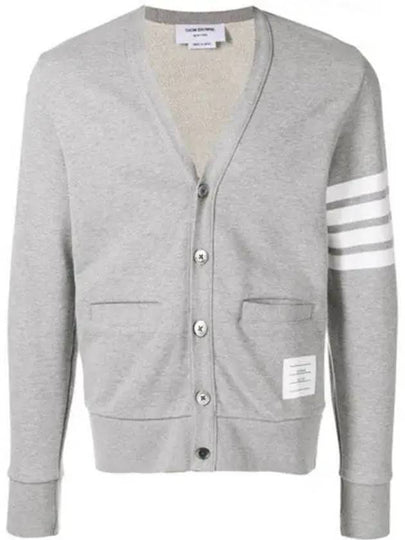 Classic V-Neck 4 Bar Stripe Cardigan Light Grey - THOM BROWNE - BALAAN 2