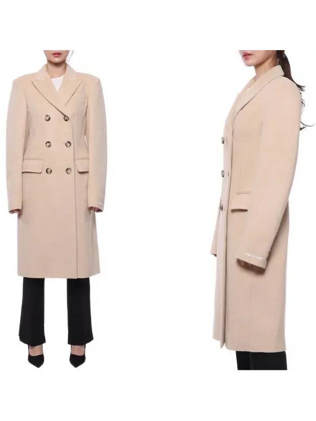 Women's Sportmax Virgin Wool Double Coat Beige - MAX MARA - BALAAN 2