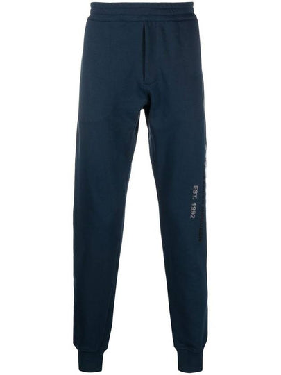 Men's Logo Print Cotton Track Pants Navy - ALEXANDER MCQUEEN - BALAAN 2