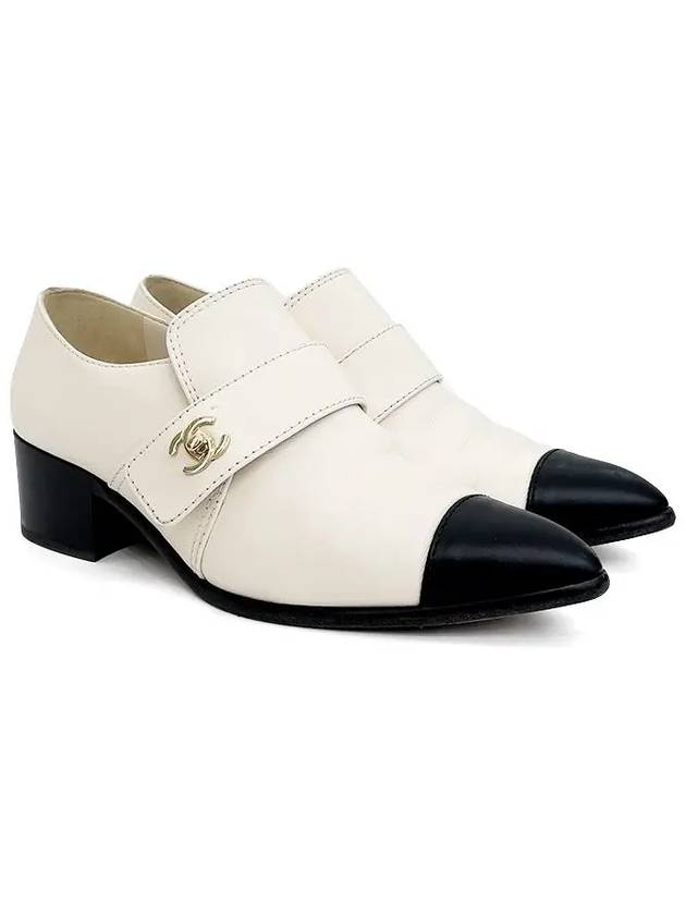 21K CC Logo Turnlock Loafers 37 Ivory Black 4ET0731 - CHANEL - BALAAN 1