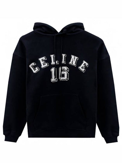 16 Loose Cotton Fleece Hoodie Black - CELINE - BALAAN 2