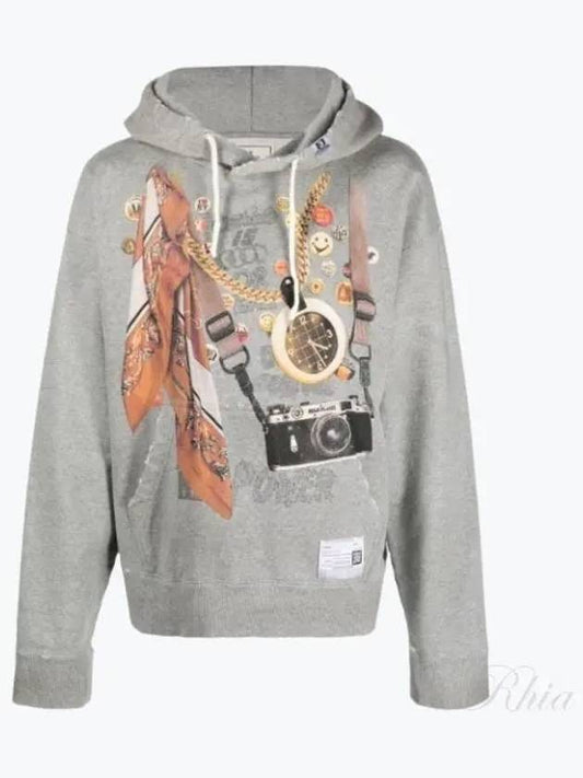 A10HD621 Gray Graphic Print Hoodie - MIHARA YASUHIRO - BALAAN 1