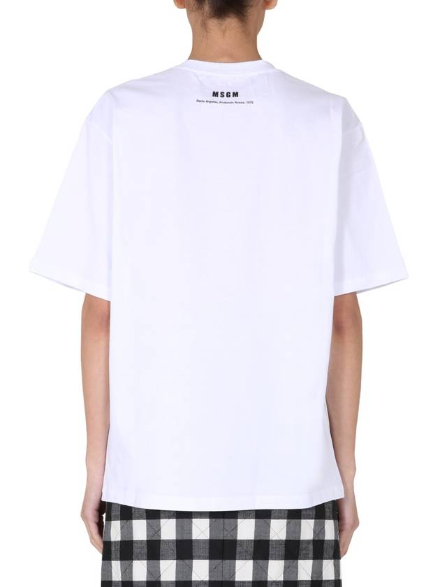 Print Crew Neck Short Sleeve T-Shirt White - MSGM - BALAAN 4