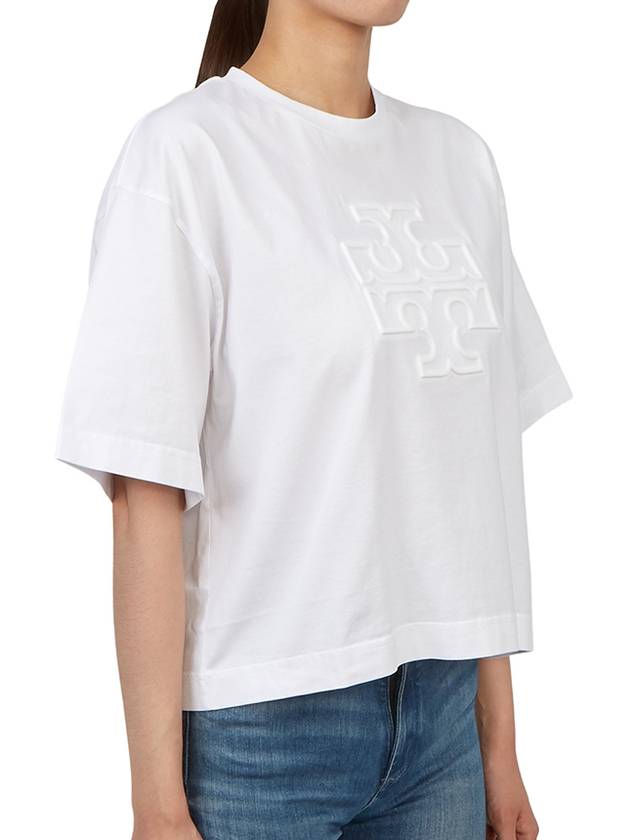 Embossed Logo Short Sleeve T-Shirt White - TORY BURCH - BALAAN 4