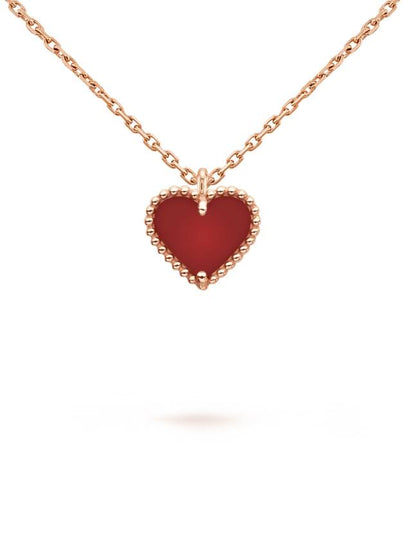 Sweet Alhambra Heart Pendant Necklace Carnelian Pink Gold - VANCLEEFARPELS - BALAAN 2