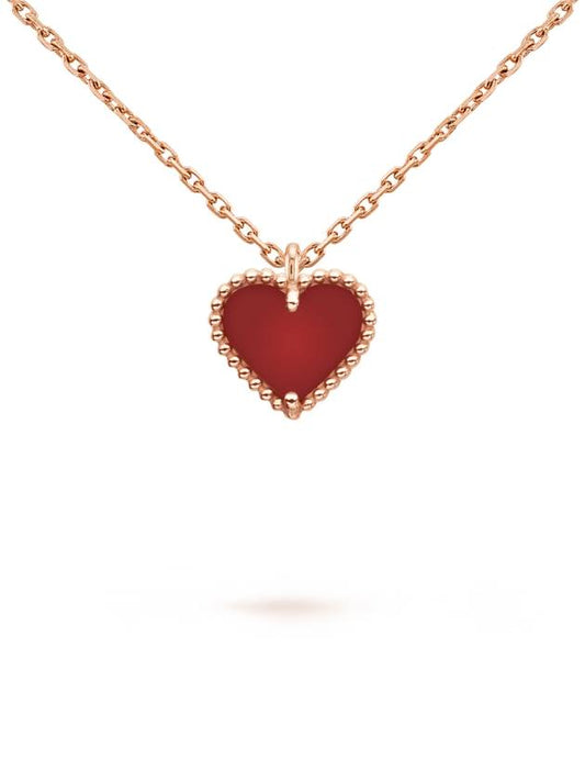 Suite Alhambra Heart Pendant Pink Gold Necklace Carnelian - VANCLEEFARPELS - BALAAN.