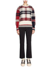 Tartan Check Jacquard Wool Mohair Knit Top Red Beige - THOM BROWNE - BALAAN 5