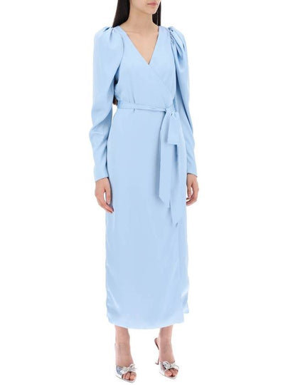 satin wrap midi dress with a crossover - ROTATE - BALAAN 2