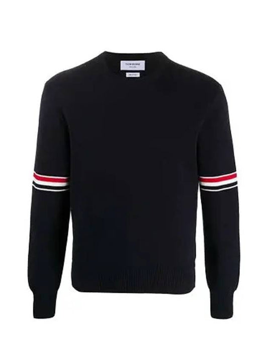 Men's Milan Stitch Armband Crew Neck Knit Top Navy - THOM BROWNE - BALAAN 2