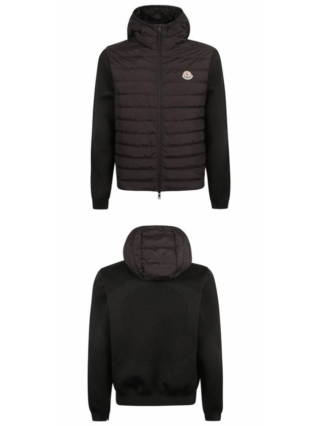 Logo Patch Knit Goose Padded Cardigan Black - MONCLER - BALAAN 5