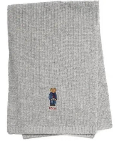 Embroidered Bear Wool Muffler Grey Heather - POLO RALPH LAUREN - BALAAN 2