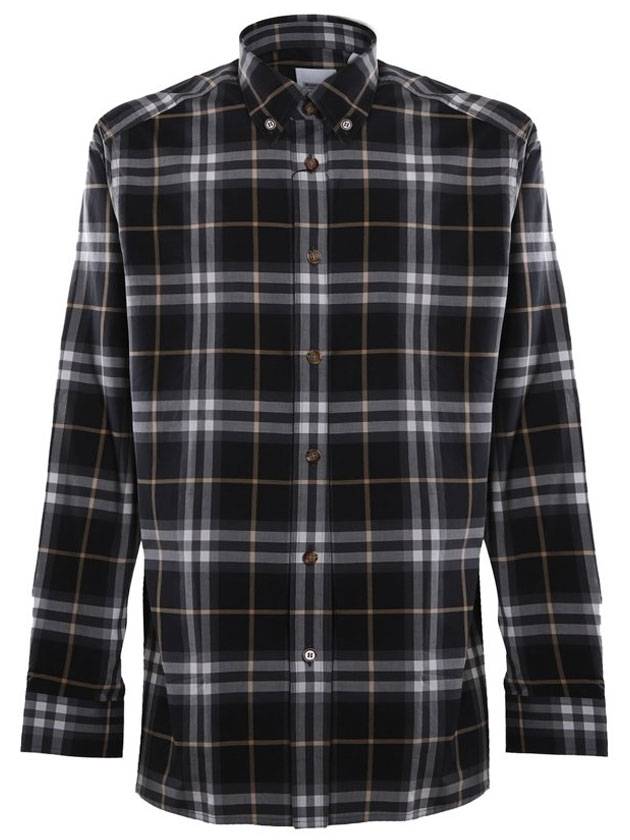 button-down collar checked cotton long-sleeve shirt - BURBERRY - BALAAN.