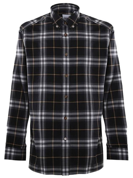 button-down collar checked cotton long-sleeve shirt - BURBERRY - BALAAN.