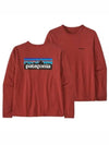 Women's Classic Graphic Logo Cotton Long Sleeve T-Shirt Red - PATAGONIA - BALAAN 1