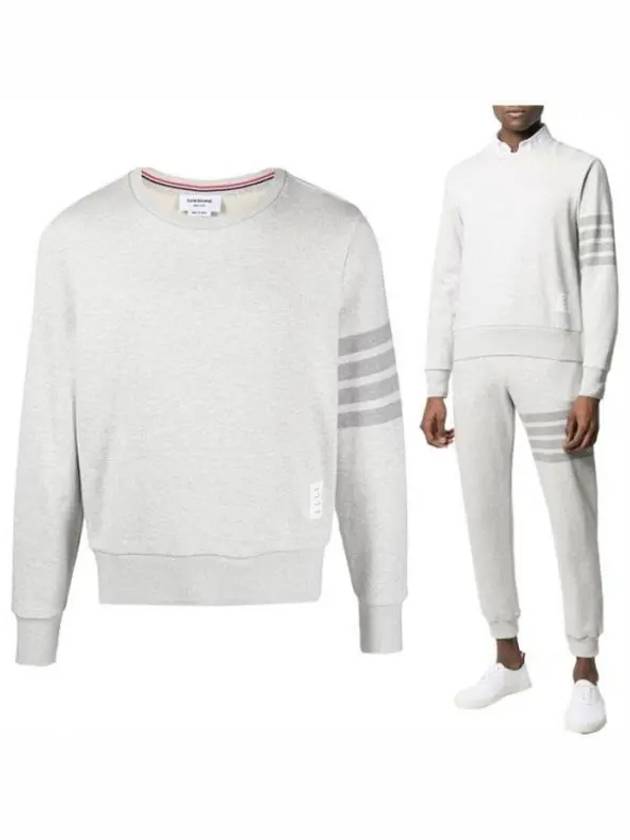 Classic Loopback Terry Tonal 4-Bar Relaxed Fit Crewneck Sweatshirt Pale Grey - THOM BROWNE - BALAAN 2