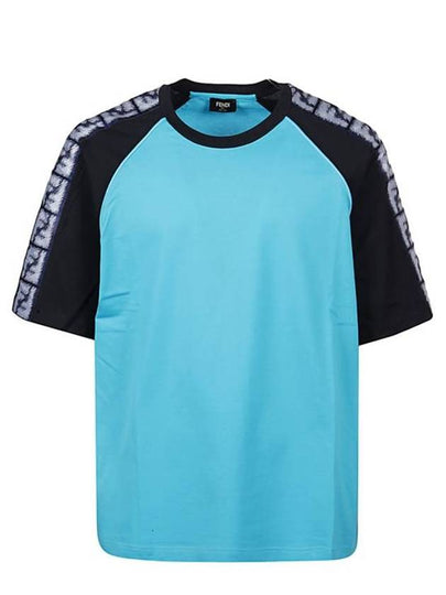 FF Raglan Short Sleeve T-Shirt Blue - FENDI - BALAAN 2